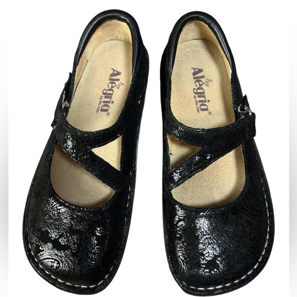 Alegria Women's Black Leather Paisley Mary Jane Shoes JIL 561 Size EU 38 - Picture 2 of 8